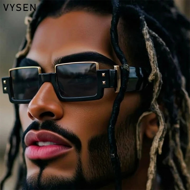 Steampunk Square Sunglasses Men Luxury Brand Y2K Punk Small Frame