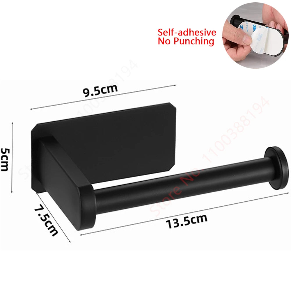 Hanging Paper Roll Towel Holder Bathroom Toilet Storage Stand Kitchen Organizer Napkin Rack Stainless Steel Adhesive Wall Mount