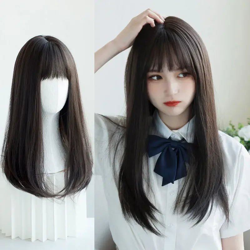 Hair Extensions Synthetic Cute JK Girl Cosplay Air Bangs Wig