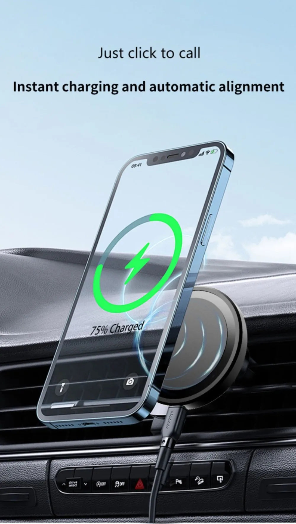 Magnetic Car Wireless Charger Air Vent Clip Phone Holder & Ring For Magsafe iPhone 17 16 15 14 13 12 Pro Max Fast Charging Stand