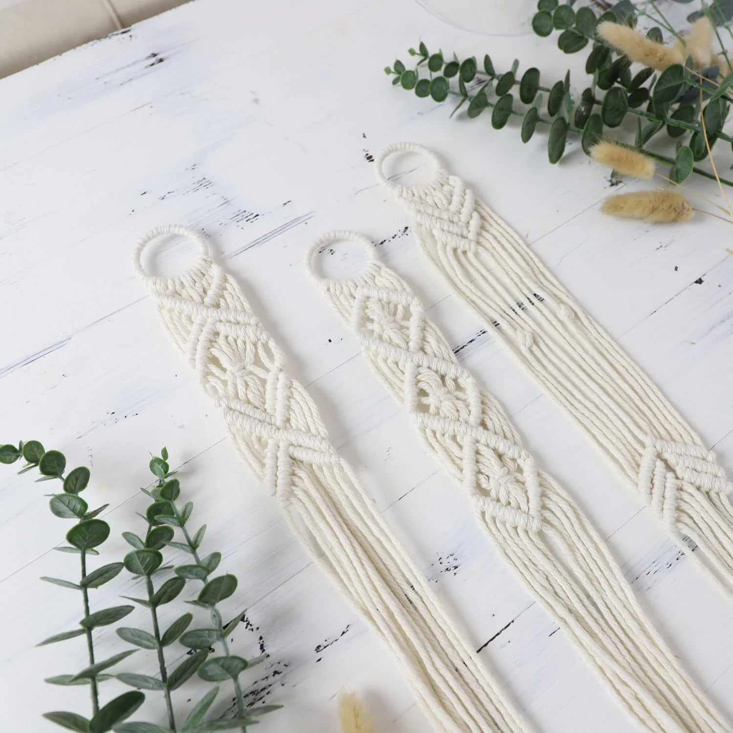 3pcs Boho Macrame Plant Hangers, Indoor & Outdoor Wall Hanging Planter Basket Holders, Flower Pot Rope for Home Decor