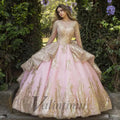 Valintimu Luxurious O-neckline Quinceanera Dresses for Girl Long Sleeves Lace Appliques Corset Vestidos De 15 Anos Customized