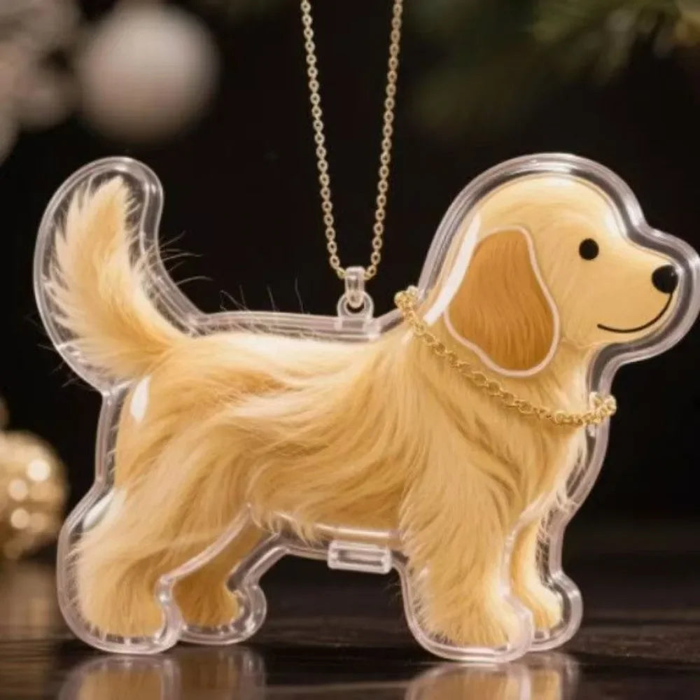 Dog Shape Dog Hair Storage Box Transparent Hair Grooming Pet Hair Keychain DIY Handmade Acrylic Puppy Pendants Backpack