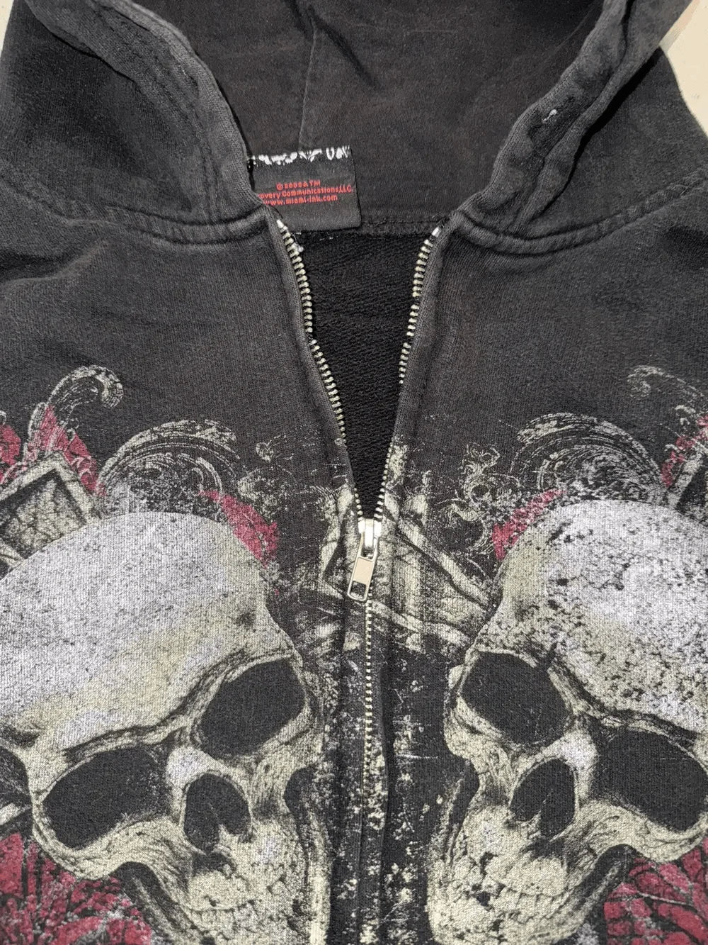 Mens Black Zip Hoodie Skull Print Dark Style Cotton Streetwear Jacket Casual Long Sleeve Pullover Hooded Sweatshirt Graphic