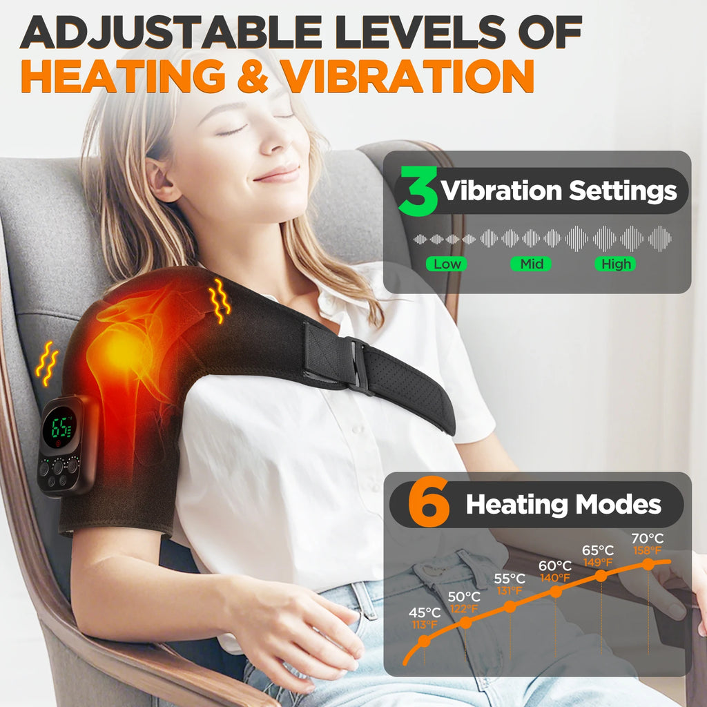 Electric Shoulder Massage Machine Heated Vibration Back Shoulder Belt