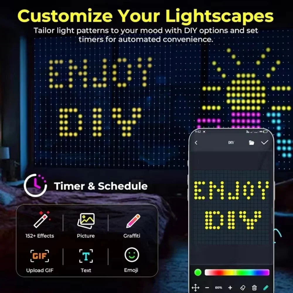 Smart Curtain Lights RGB Fairy Lights with Bluetooth App