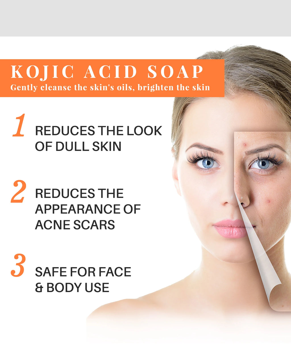 Kojic Acid Glow Soap Facial Deep Cleaning Even Skin Tone Skin Lightening Soap Oil Control Moisturizing Skin Care Soap for Men