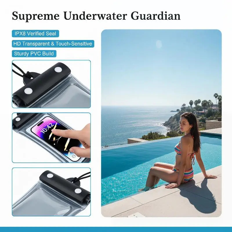 @*Universal 6 Inch Waterproof Phone Case Swimming Diving Clear