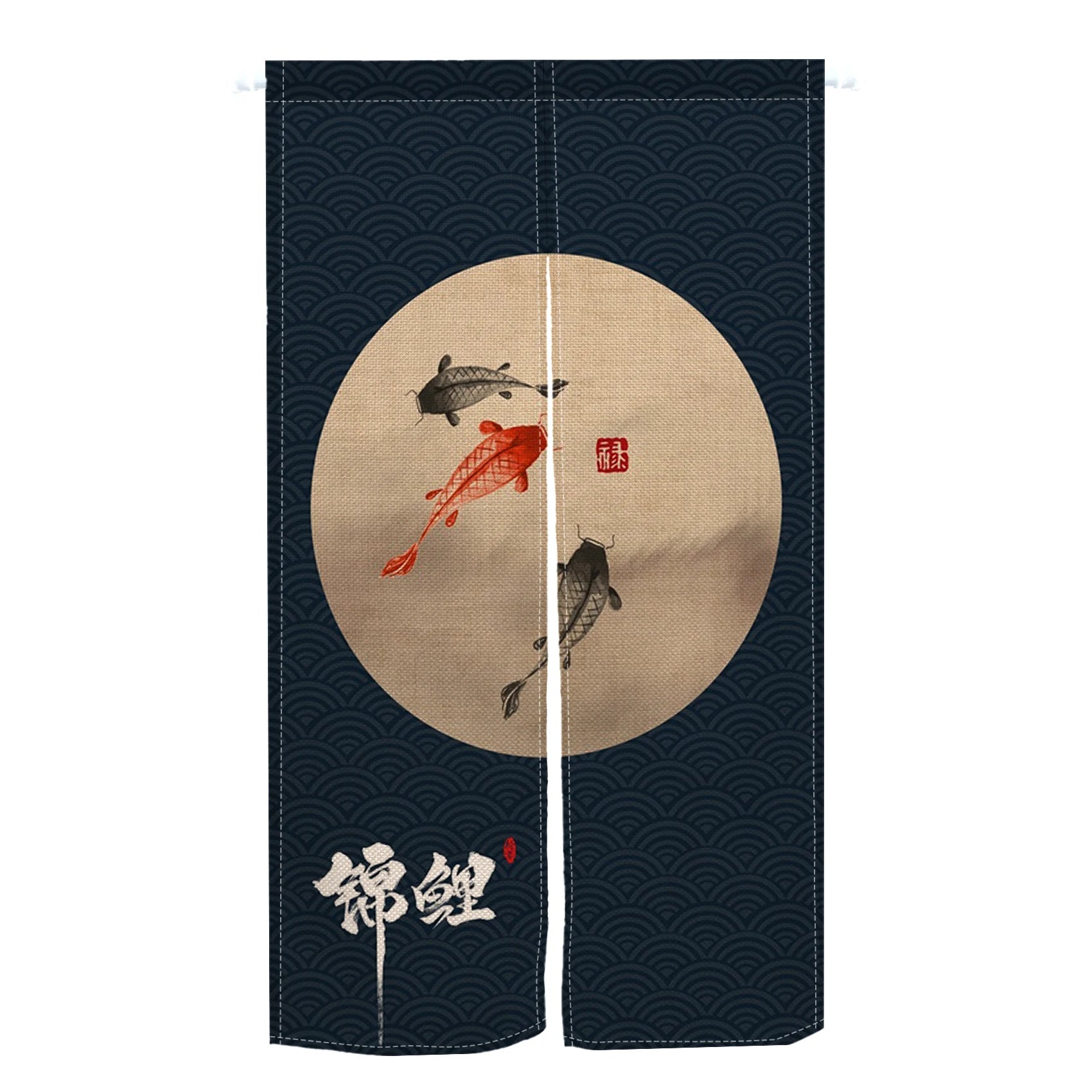 Japanese Koi Fish Door Curtain Fengshui Kitchen Bedroom Linen Doorway Curtain Entrance Hanging Half Curtain Partition Curtain
