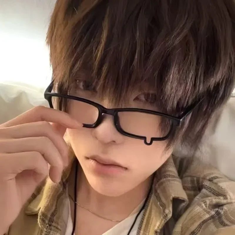 Y2K Anime Without lenses Glasses Dripping Tears Black Frame Unisex Retro Fashion Eyewear Cosplay Cute Accessories