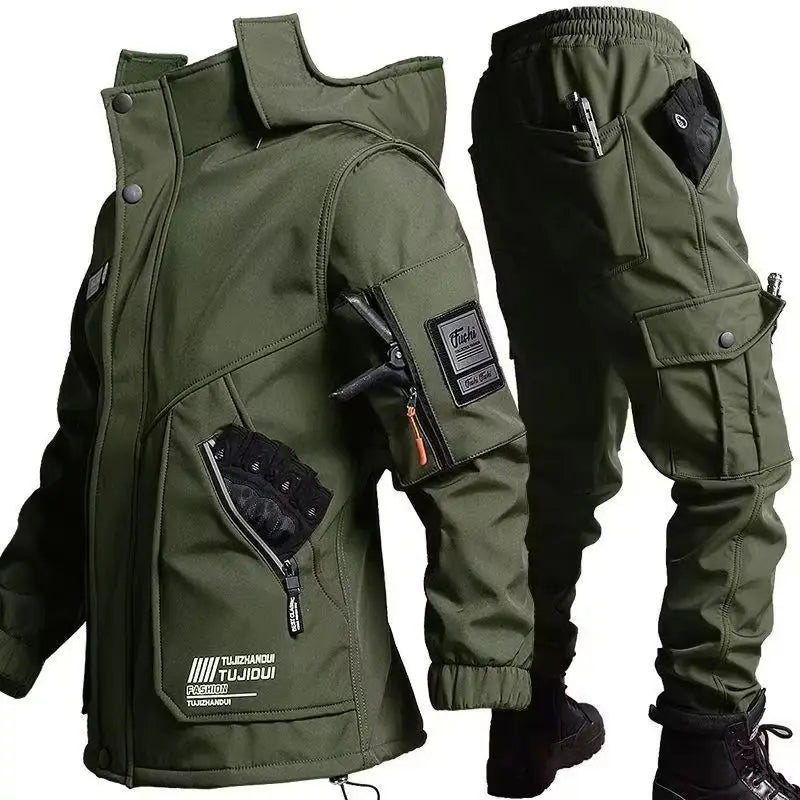 Men'S Motorcycle Jacket With Autumn And Winter Velvet Training