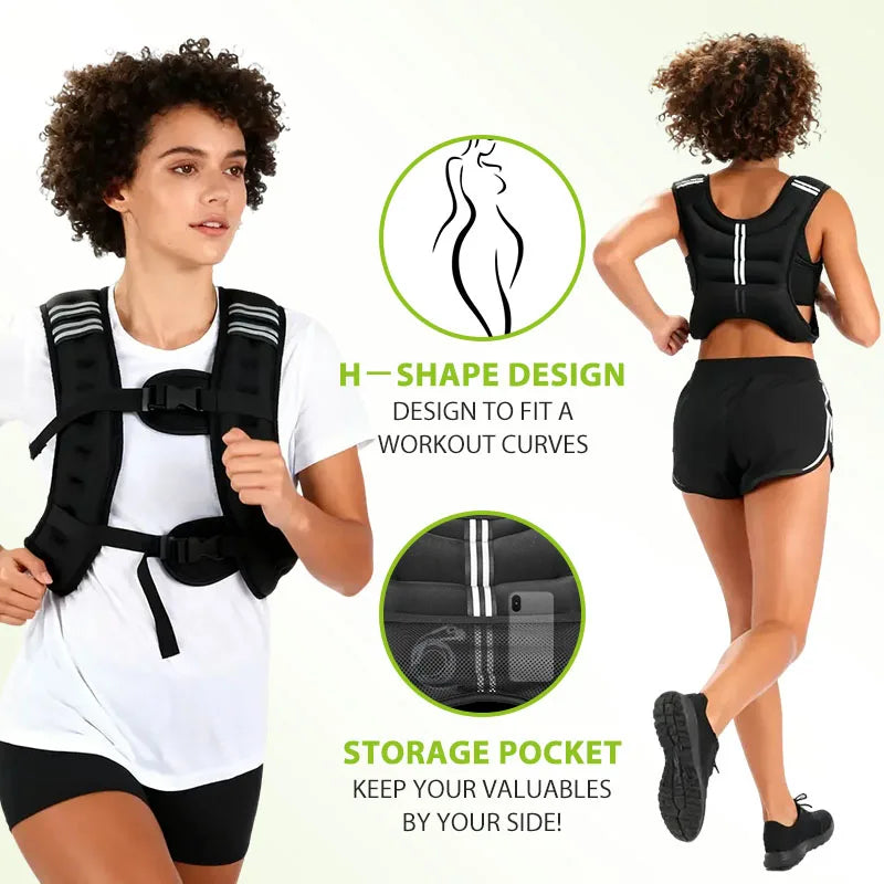 12lb Weight Vest with Reflective Stripe/Pocket for Workout