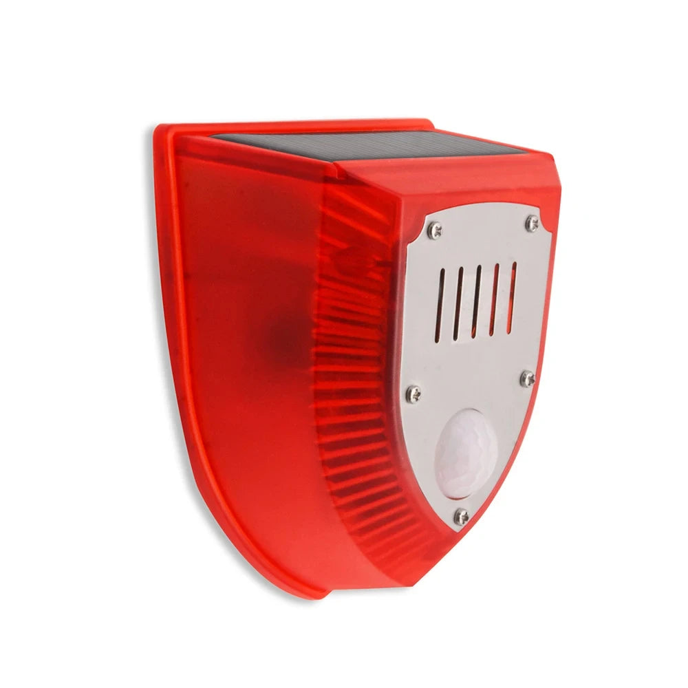 Solar Motion Sensor Alarm 129dB Siren 125° Detection 5-8m Range Weatherproof for Home Shed Garage Security Outdoor Protection