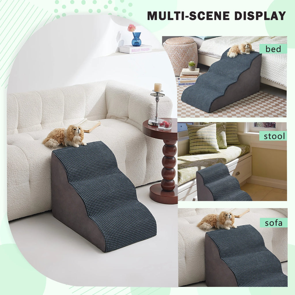 Pet Stairs, Steps, Small Dogs Getting Up and Down, Bed Ladder, Bedside Ladder, Removable and Washable Sponge Slope Ladder