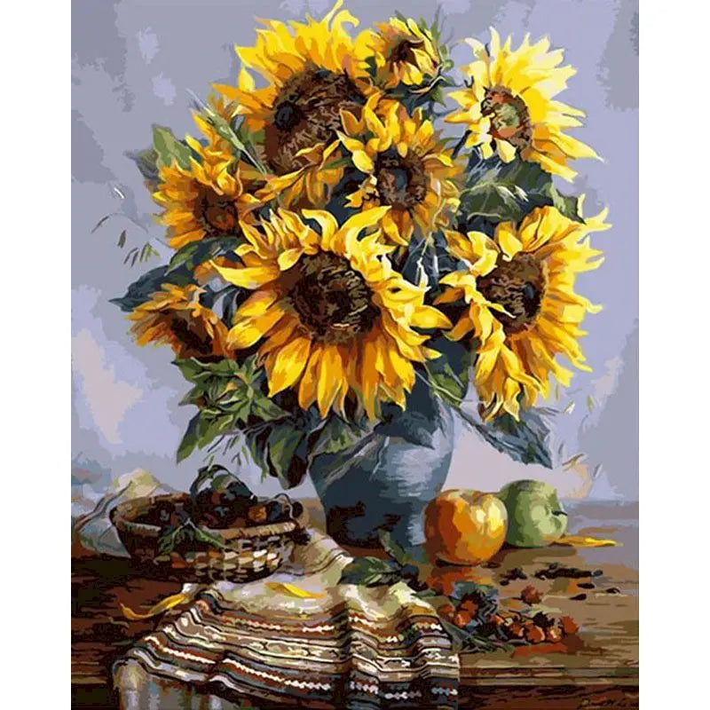 GATYZTORY DIY Frame Painting By Numbers Kits Sunflowers Abstract Modern Home Wall Art Picture Flowers Paint By Numbers