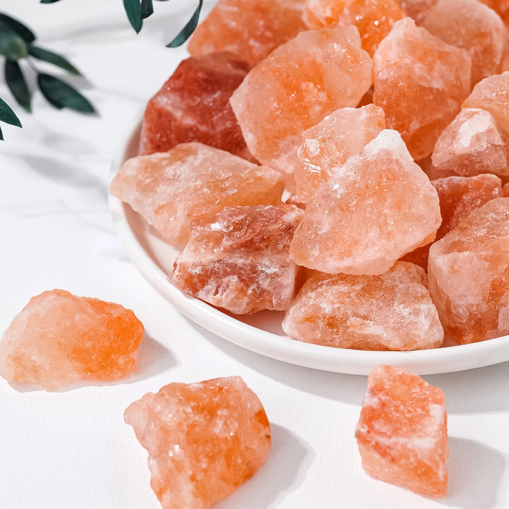 50g/bag Natural Crystal Himalayan Orange Salt Raw Stone Diffuser Minerals Specimen Raw Mineral Decorative Irregular Stone