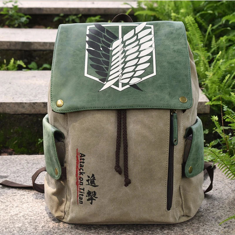 Cartoon Animation AttackonTitan ONEPIECE NARUTO Large Capacity Canvas Backpack