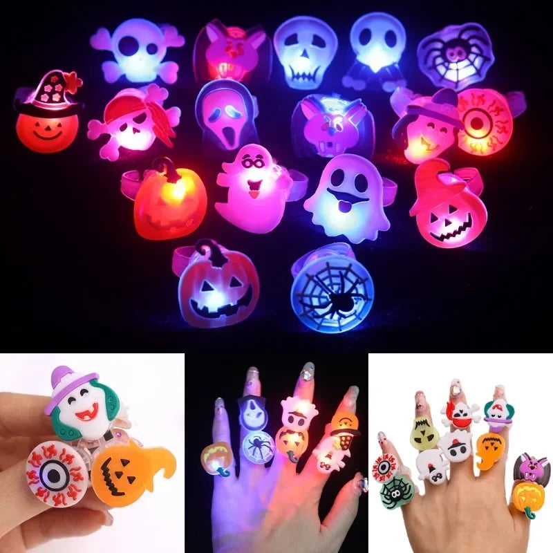 LED Luminous Halloween Toys Pumpkin Ghost Skull Glowing in Dark Fingers Toys with Light Birthday Party Decoration Props Supplies