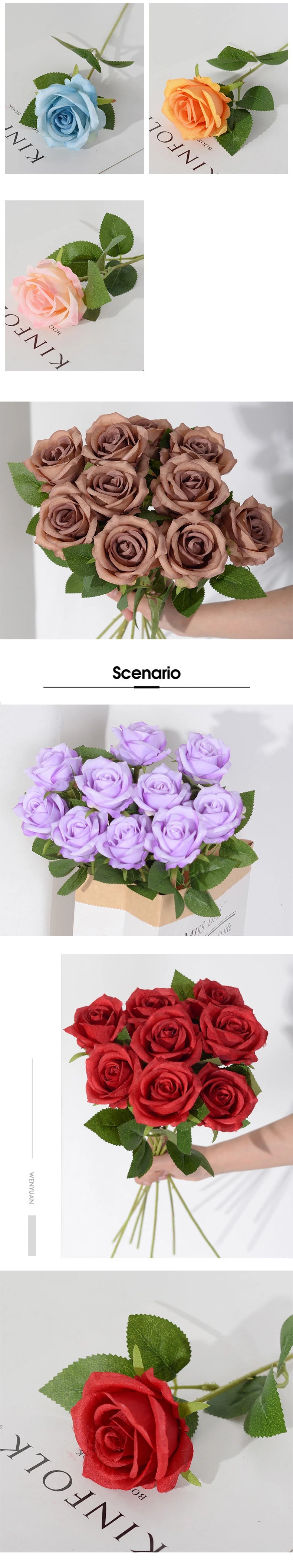 3/5/10/20pcs Silk Artificial Roses Flowers Bouquet Beautiful Fake Roses for Wedding Home Decor Fake Flowers Valentine's Day Gift
