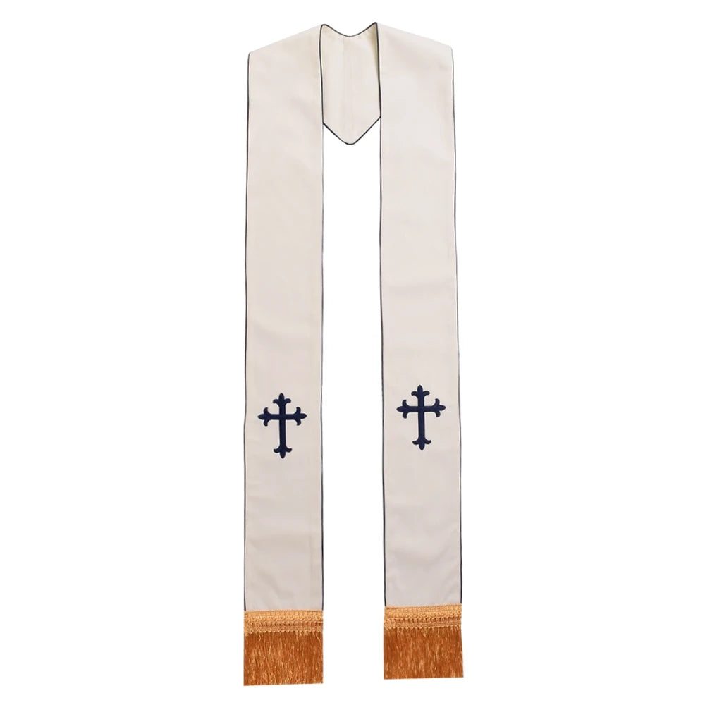 Clergy Black Stole Priest Cross Embroidered Costumes