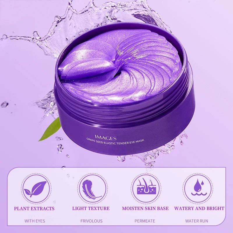 Images Grape Moisturizing Collagen Eye Mask Anti-Dark Circles and Eye Bags Firming Eye Mask Beauty Skin Care Eye Patches 60 Pieces