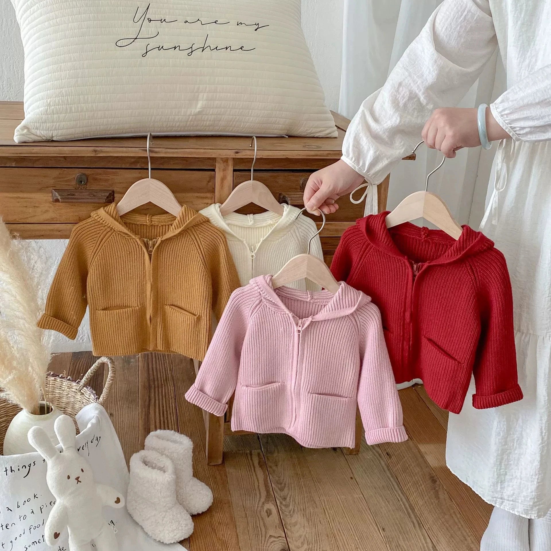 Autumn Baby Girls Hoodie Jacket Kids Sweater Long Sleeve Knitted Cardigan T-Shirt Children Tops Zipper Sweatshirt Child Coat