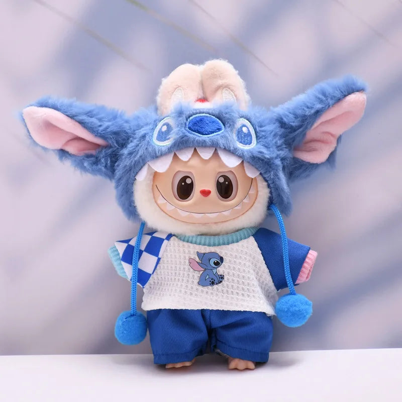 Kawaii Stitch Doll Clothes 15-17Cm Plush Doll Clothes Hat Set Doll Replacement Cartoon Doll Accessories Pet Clothes