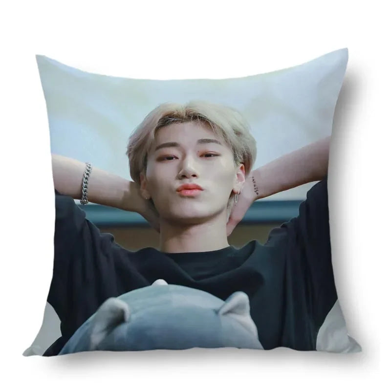 San Ateez Pillow Cover Bedroom Home Office Decorative Pillowcase Square Zipper Pillow Cases Satin Fabric Eco-Friendly WJY