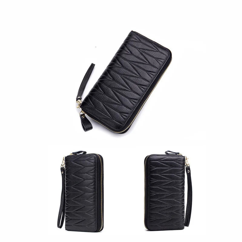 RFID Wallet for Women  Genuine Leather Female Travel Purse Zipper  Women's Wallet 36 Card Holder мини кошелек жен
