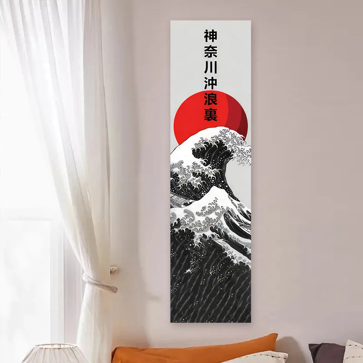 Japanese Ocean Waves Wall Decoration Tapestry Red Sun & Ocean