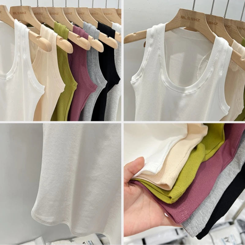Zjaiss Women's Tank Tops Solid Camisole Summer Slim Versatile Y2K