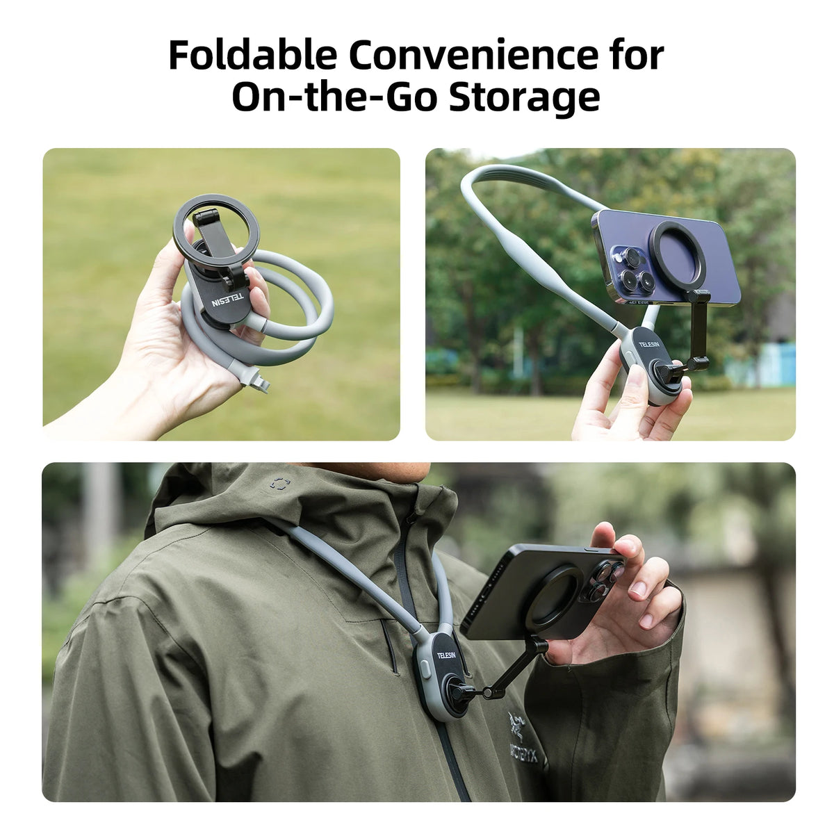 Telesin Silicone Magnetic Quick Release Neck Mount Hold for Iphone