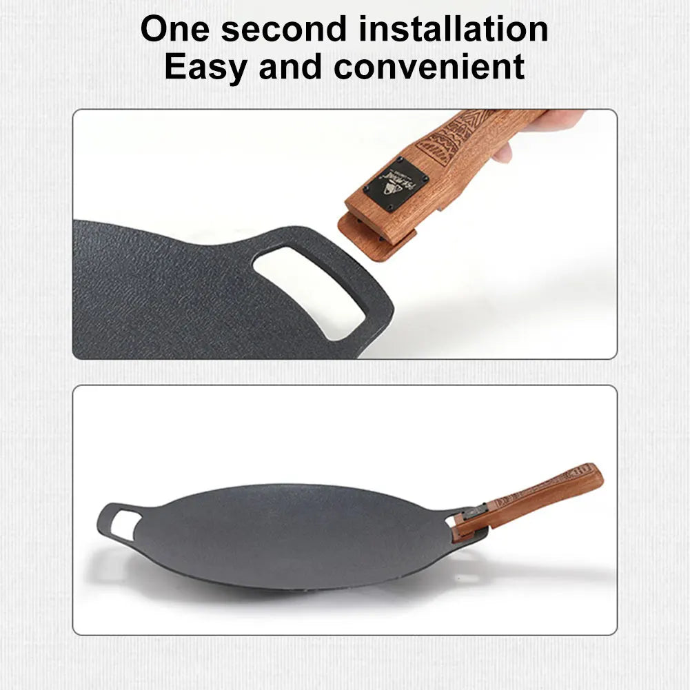 Outdoor Grill Pan Handle Anti Scald Solid Wooden BBQ Handle Bayonet Adjustable Heat Resistant Insulated Grip Replacement