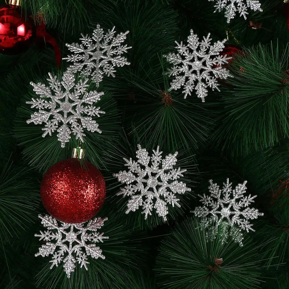 12PCS 7.5cm Hot Hanging pendant DIY Craft Charming Glitter Snowflake Party Ornaments Christmas Tree Decor Festival Decoration