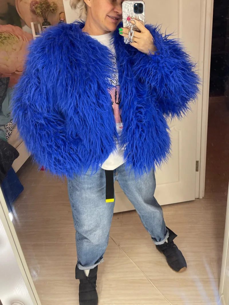 34 Colors 3XL Fur Coats Women Autumn Winter Top Fashion Faux Fur Coat Elegant Thick Warm Faux Fur Jackets For Women 2025 Top MA7
