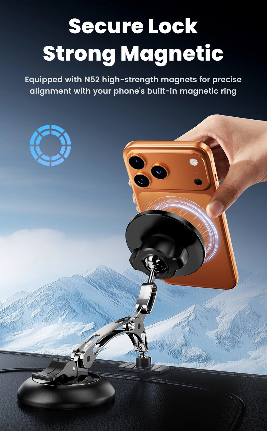 Toocki Magnetic Car Phone Holder 15W Wireless Charger Dual Pivot Mount Car Phone Stand for iPhone 17 16 15 Pro Max for Magsafe