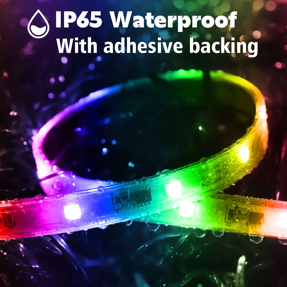 200ft Outdoor LED Strip Lights Waterproof,IP68 Outside Led Light Strips with App and Remote,Music Sync RGB Exterior Rope Self Adhesive Back for Deck,Balcony,Pool