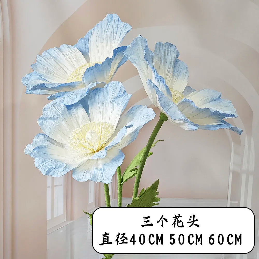 Wedding Props Artificial Giant Poppy Paper Flower Wedding Road Guide Floral Birthday Party Backdrop Decor Stage Window Display