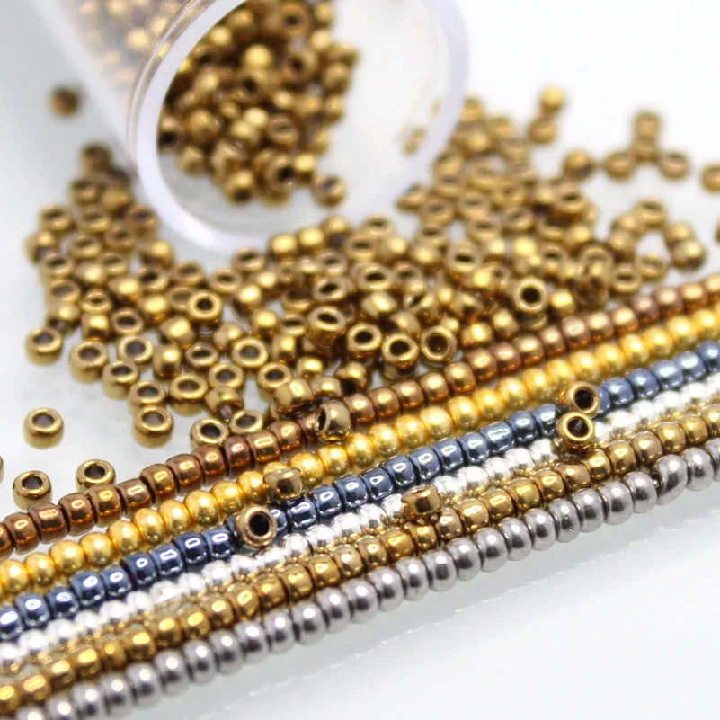 TAO Beads 2.0MM 10Grams/Tube  Metallic Color Round Glass Beads For DIY Handmade Needle Work  Sewing