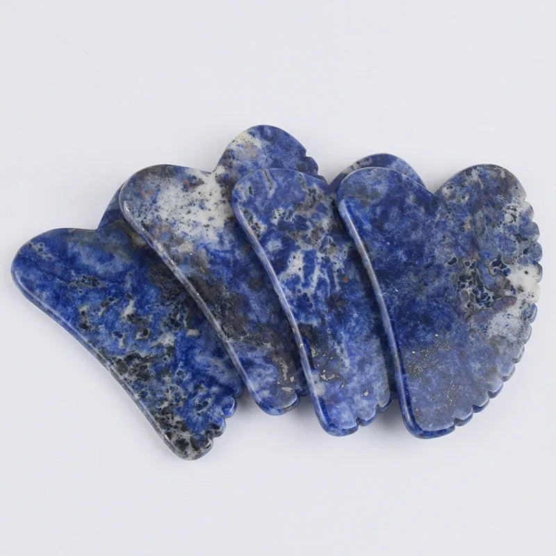 Blue stripes Face Massager Gua Sha Scraper Natural Jade Stone Skin Care Massager for Body Facial Neck Back Beauty Health Eye SPA