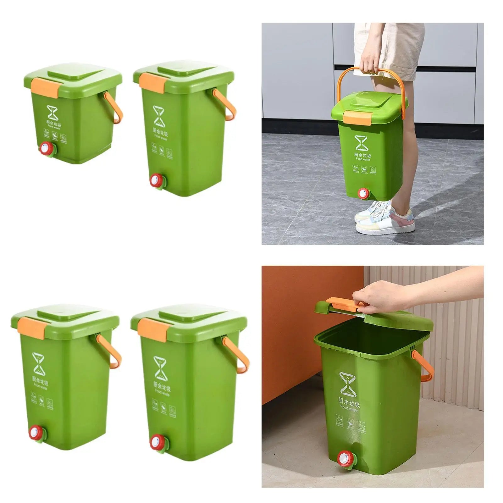 Kitchen Waste Compost Bucket Easy to Clean Modern Composting Recycle Bucket Trash Can for Pantry Home Countertop Kitchen