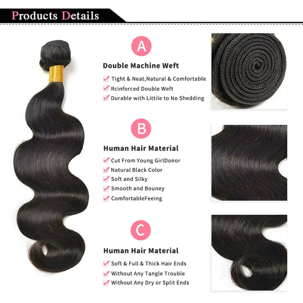 Body Wave Bundles Human Hair Brazilian Remy Human Hair