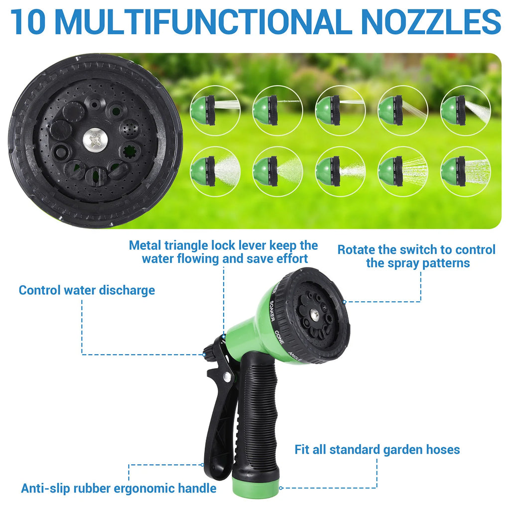 Heavy-Duty No-Kink Stainless Steel Garden Hose with 10-Design Leak-Proof