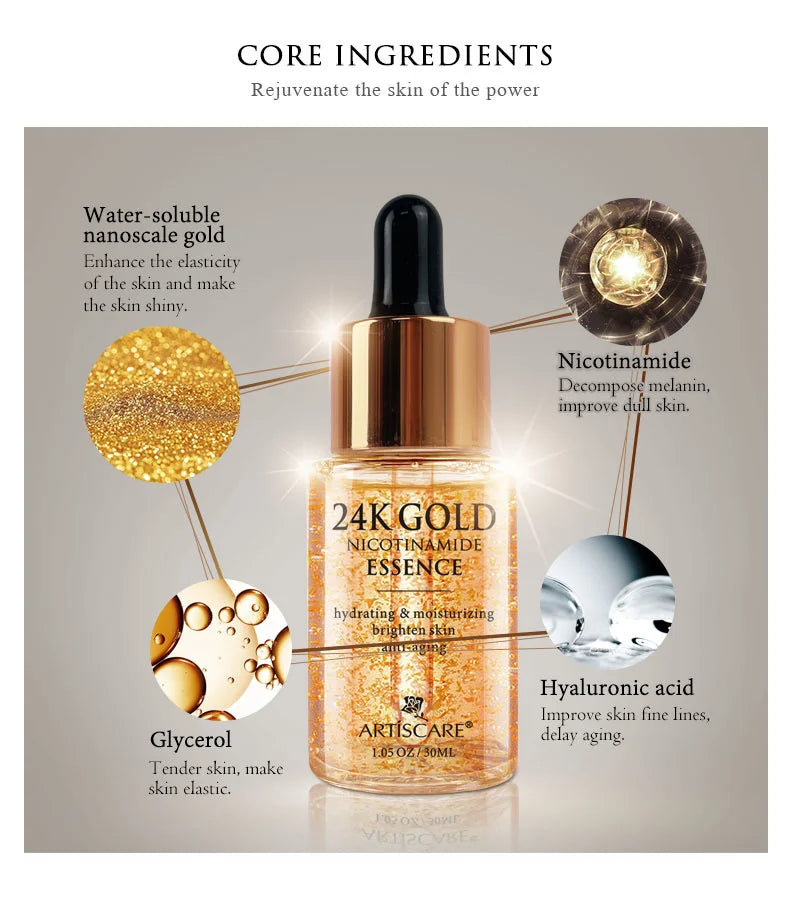 ARTISCARE 24K Gold Serum 3pcs/SET for Facial Care Eye Cream Moisturizing Face Essence Skin Care Products