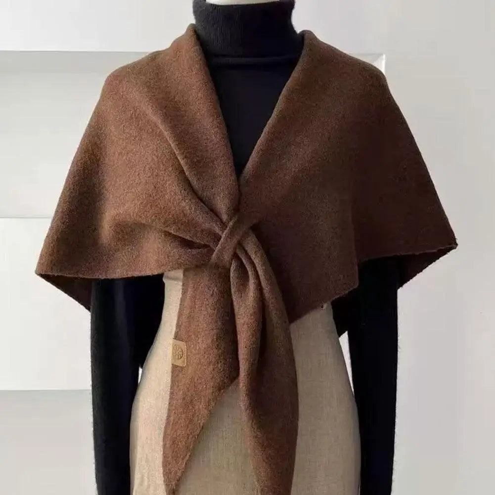 Women Cardigan Scarf Spring and Autumn Fashion Elegant Solid Color Triangle Scarf Retro Outdoor Leisure Shawl Cape Knitted Shawl
