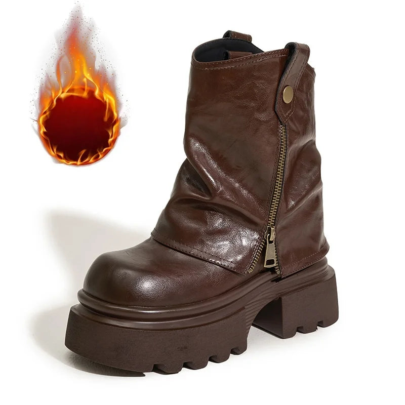 Winter Gothic Style Chunky Boots High Platform Women Ankle Boots