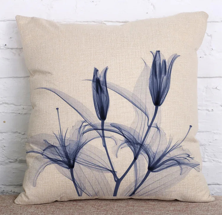Colorful Flowers Printed Decorative Throw Pillow Floral Plant Cushion Cover Decoration Home Textile For Sofa Home