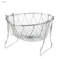 vanzlife stainless steel deep-fried large noodle kitchen French fries tools drain basket Household leak net spoon folding filter