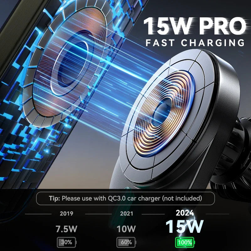 Joyroom 15W Magnetic Car Phone Holder Wireless Charger Fast Charging Car Phone Mount Air Vent Car Mount For iPhone 16-12 Series