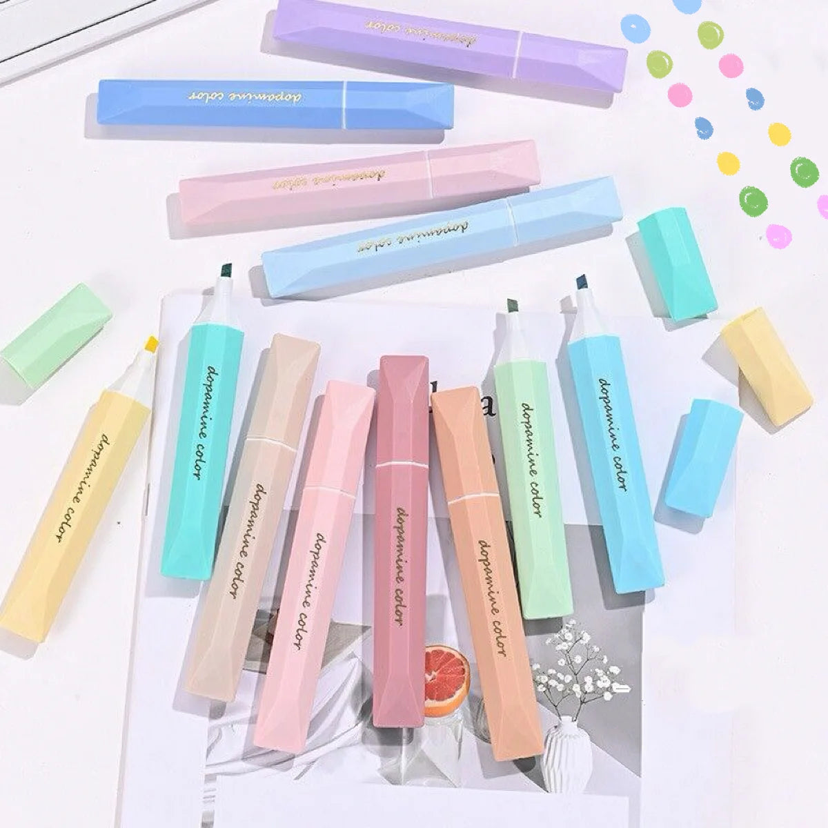 Quadrilateral Highlighter Pens - Vibrant Random Colors